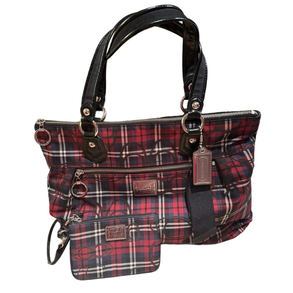 Coach Poppy Large Tartan Plaid Satchel with Matching Wristlet